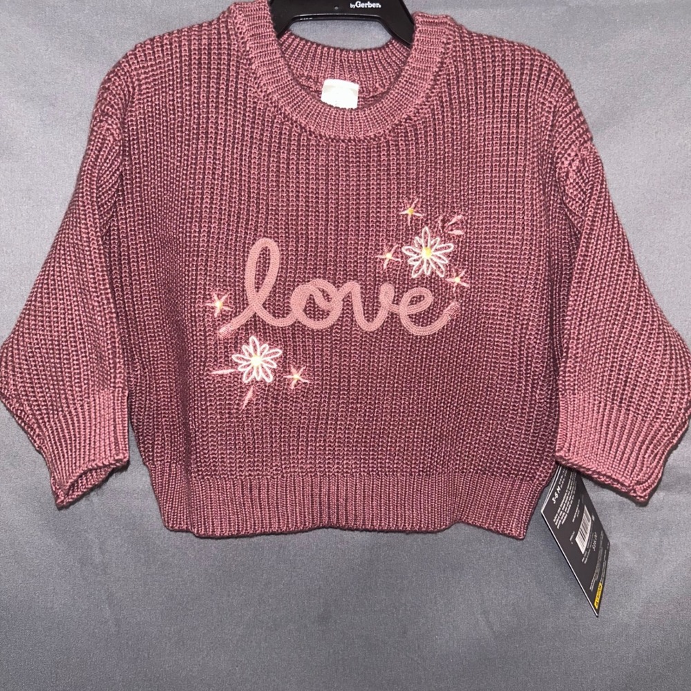 Modern Moments by Gerber Baby Girl Love Daisy Embroidered Knit Sweater 3-6M New